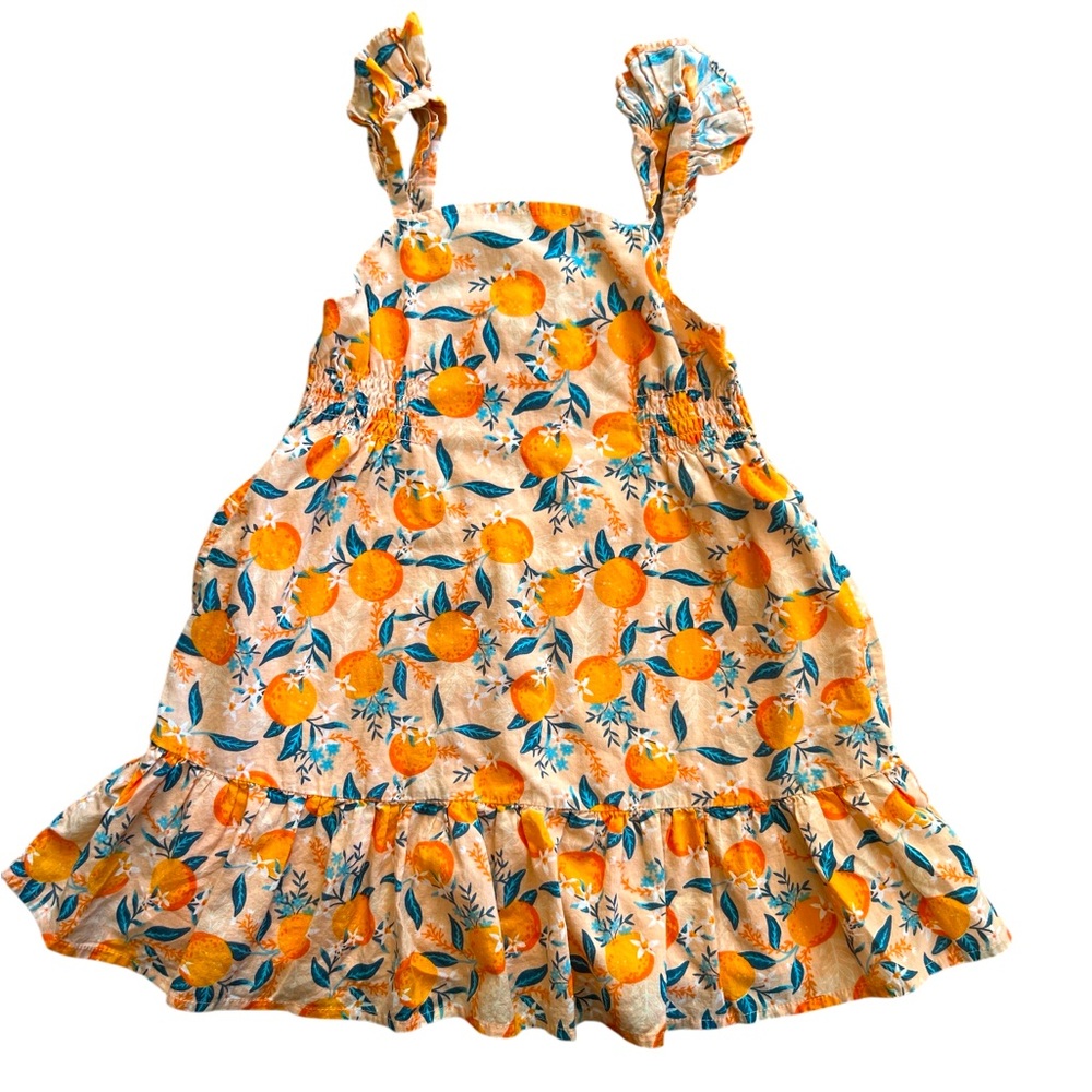 Rachel zoe oranges pattern sleeveless ruffle dress girls size 4T